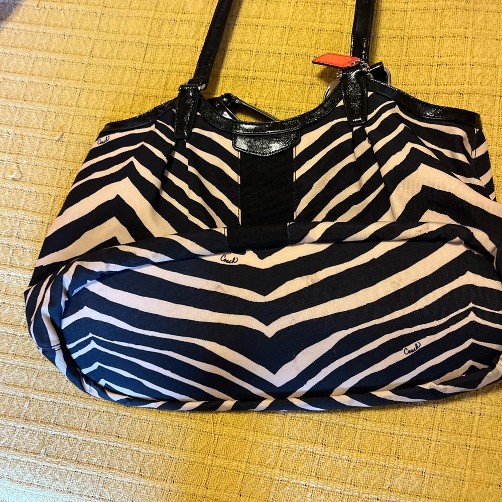 Authentic Coach Signature Stripe Devin Bag